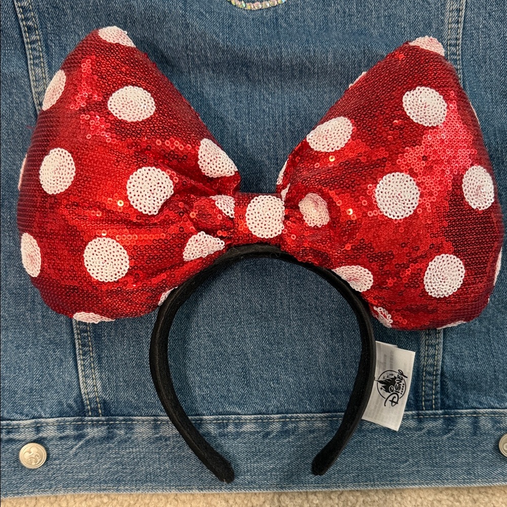 Disney Minnie Polka Dot Sequin Bow Headband
